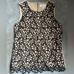 Lela Rose Neiman Marcus Target tan and black lace sleeveless top